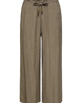 Pantaloni vaporosi cu croiala ampla si talie ajustabila, Maro taupe