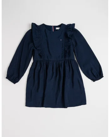Rochie cu detalii cu volane Aline, Albastru ultramarin