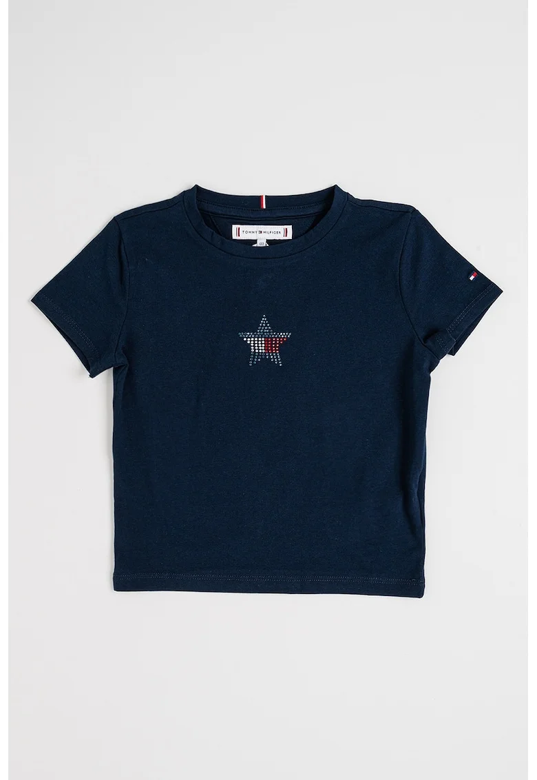 Tricou cu logo in forma de stea din strasuri, Albastru ultramarin