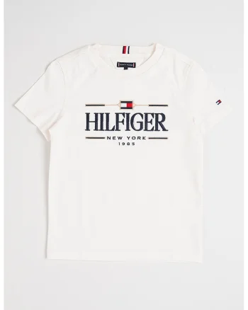 Tricou cu imprimeu logo, Alb fildes