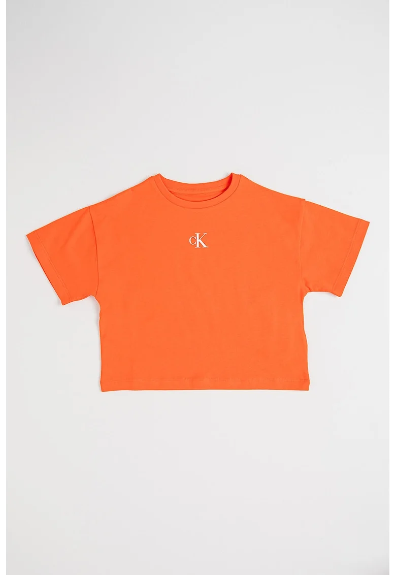 Tricou lejer din bumbac, Portocaliu mandarina
