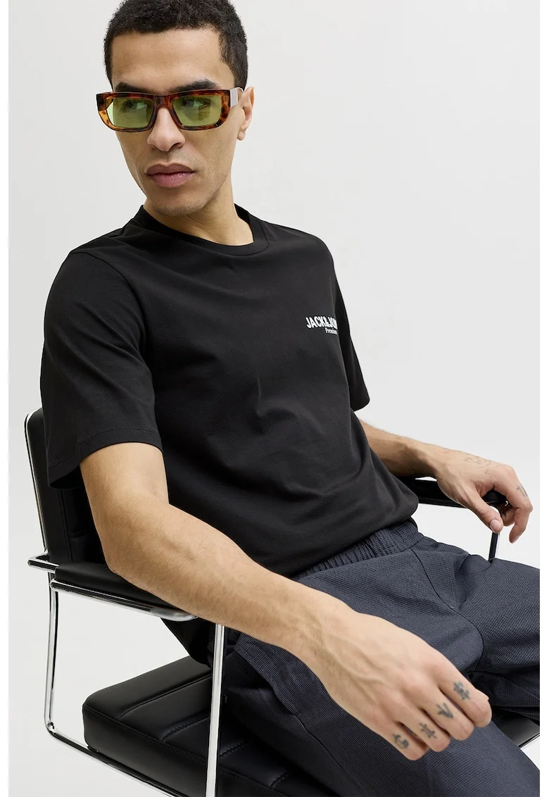 Tricou din bumbac organic cu logo, Negru