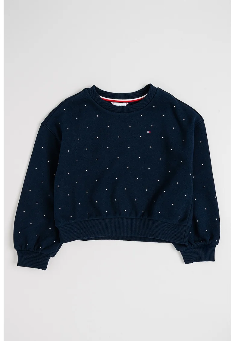 Bluza de trening cu logo si strasuri, Bleumarin stins
