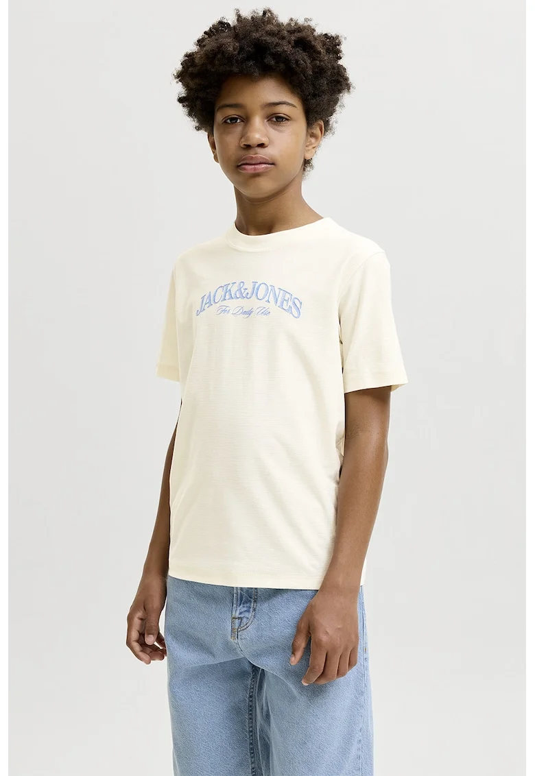 Tricou din bumbac cu logo, Albastru pal/Crem