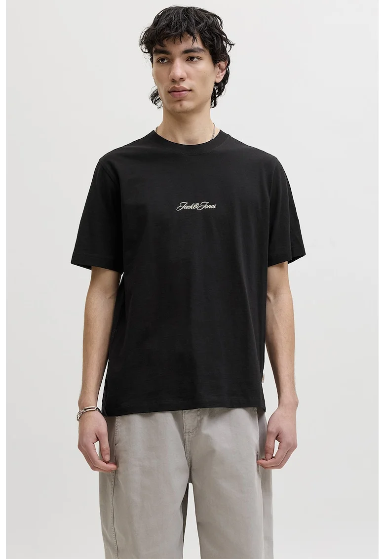 Tricou din bumbac organic cu imprimeu pe partea din spate, Negru