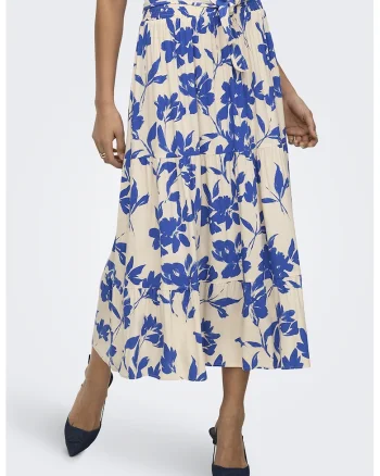 Fusta maxi cu model, Albastru royal/Bej deschis