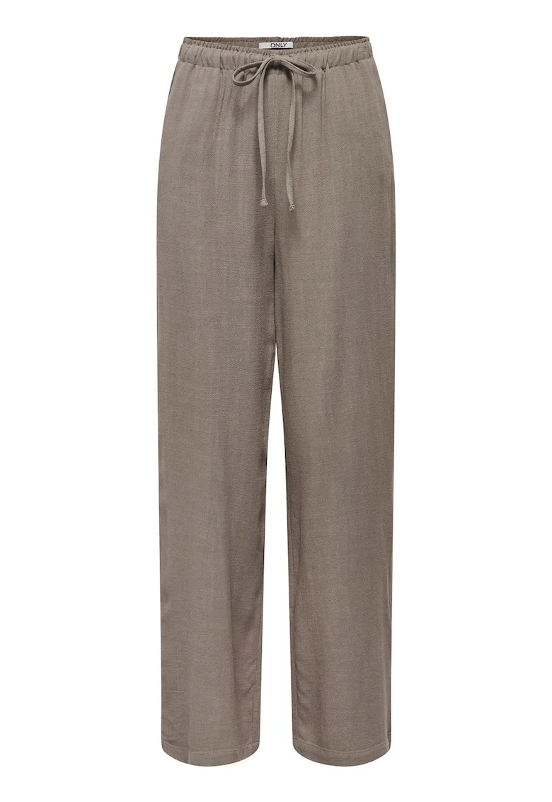 Pantaloni relaxed fit din amestec de in, Maro taupe