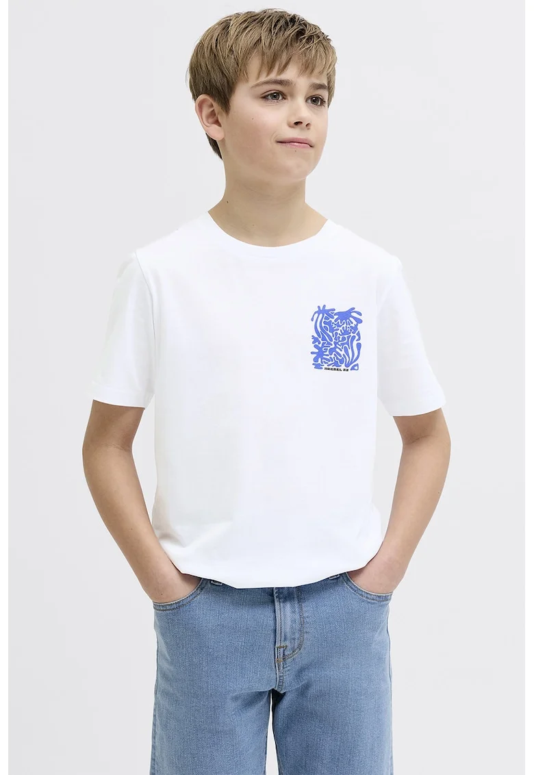 Tricou din bumbac cu imprimeu, Albastru royal/Alb optic