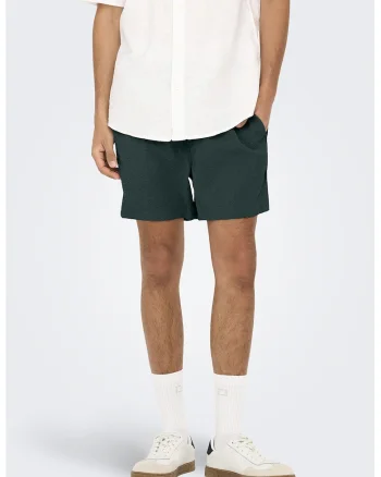 Pantaloni scurti cu buzunare laterale, Verde padure