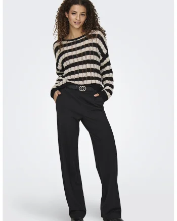 Pantaloni cu croiala dreapta si buzunare laterale, Negru