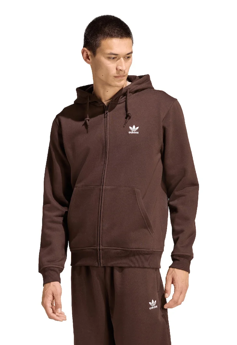Hanorac regular fit cu fermoar, Maro inchis