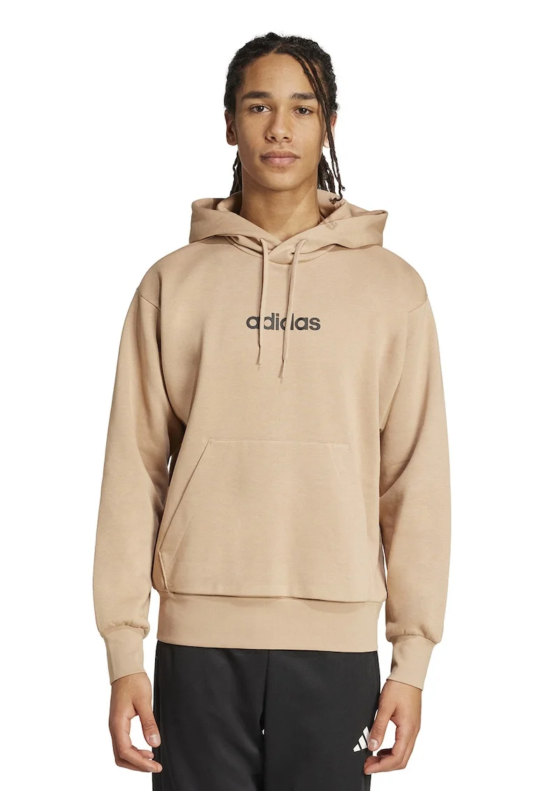 Hanorac din fleece cu logo, Negru/Maro camel
