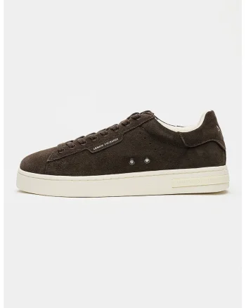 Pantofi sport low-cut din piele intoarsa, Maro inchis