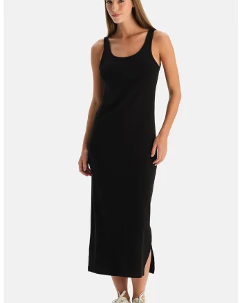 Rochie lunga cu croiala dreapta, Negru