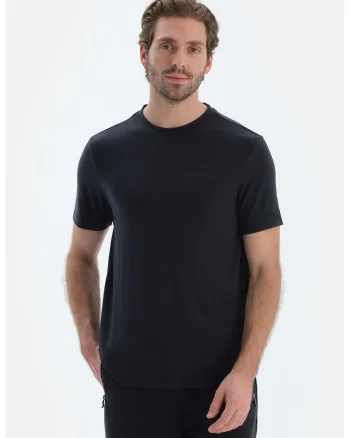 Tricou uni regular fit din amestec de modal, Negru