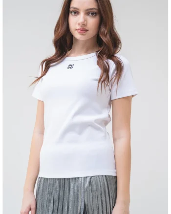 Tricou cu decolteu la baza gatului Deloris, Alb optic