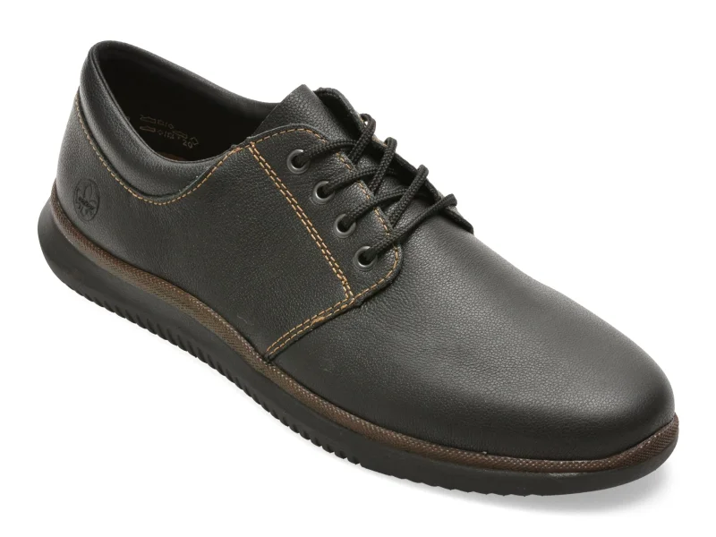 Pantofi RIEKER negri, 10424, din piele naturala