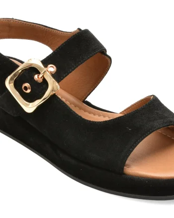 Sandale EPICA negre, 1001347, din piele intoarsa