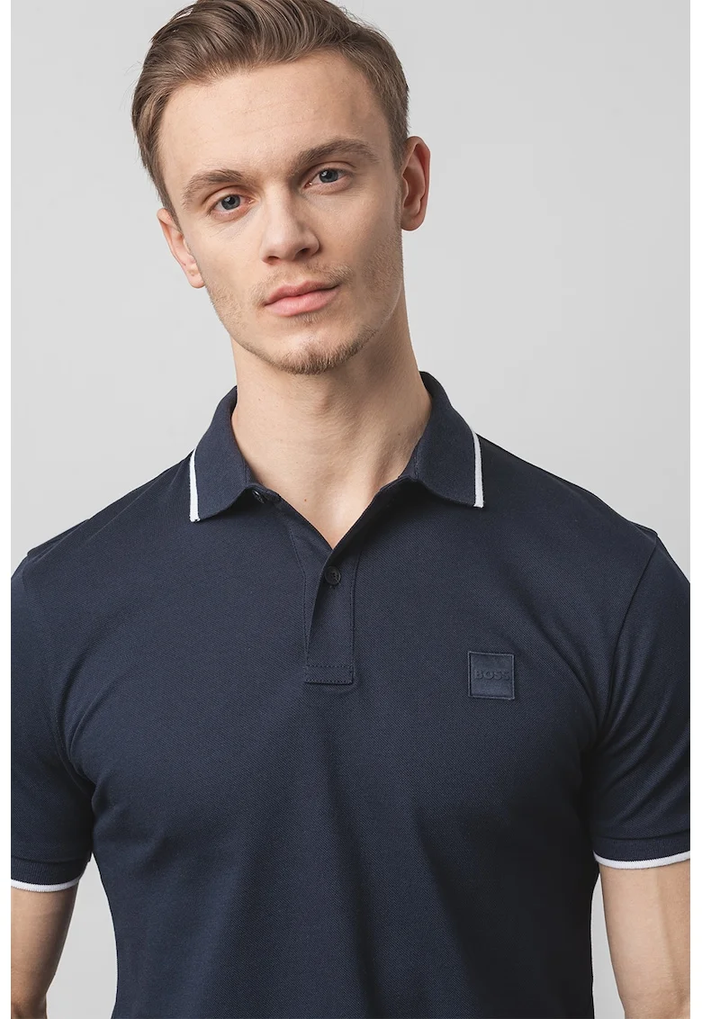 Tricou polo slim fit Passertip, Bleumarin