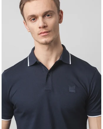 Tricou polo slim fit Passertip, Bleumarin
