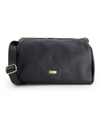 Geanta de umar,  piele naturala, neagra, 30x15x13cm, lungime curea max 117cm, 1 buzunar interior