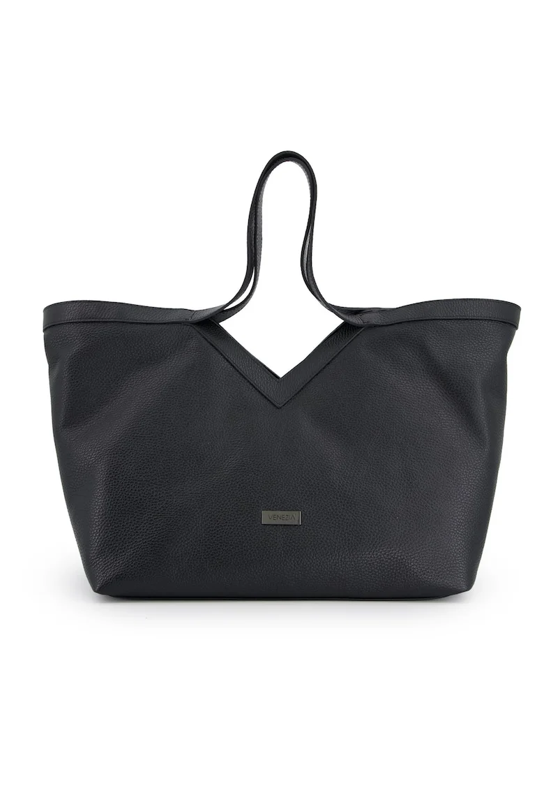 Geanta shopper din piele cu model uni
