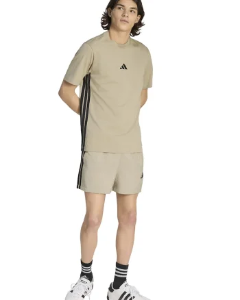 Tricou din bumbac cu decolteu la baza gatului si logo, Negru/Bej