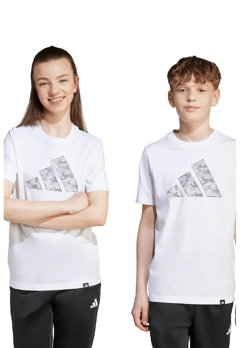 Tricou cu logo Camo, Alb/Argintiu