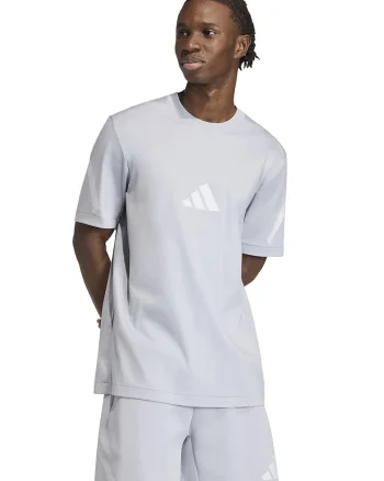 Tricou de bumbac cu model monograma Z.N.E, Gri cenusiu
