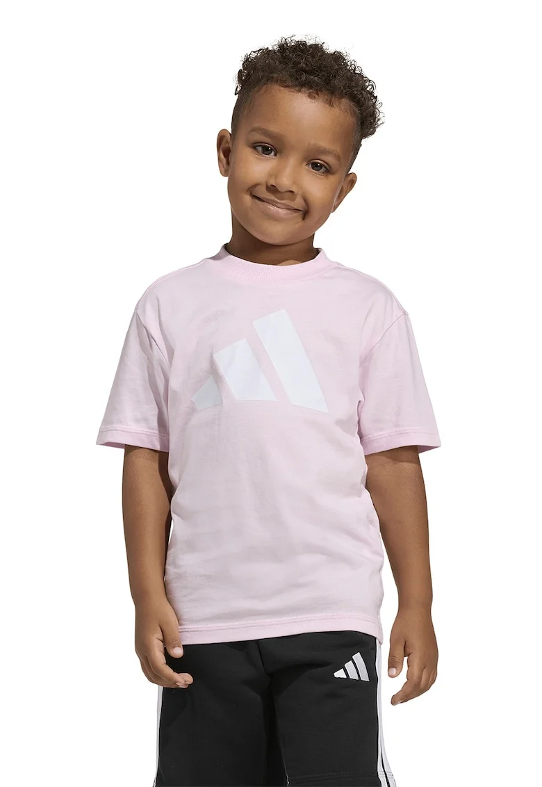 Tricou regular fit din bumbac cu logo, Alb/Roz pastel