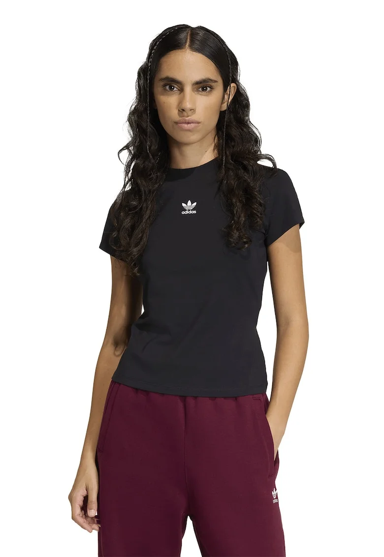 Tricou cu decolteu la baza gatului Essentials, Negru