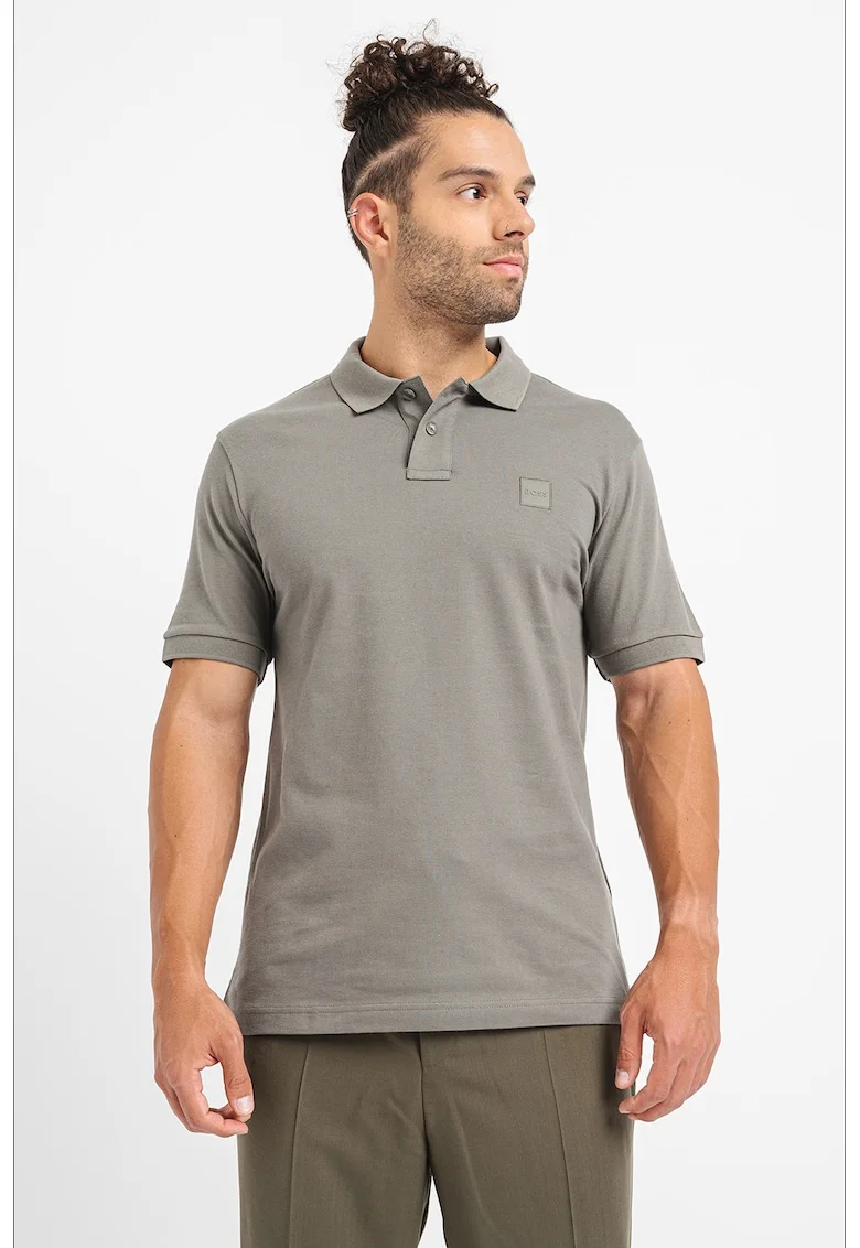 Tricou polo slim fit Passenger, Gri antracit