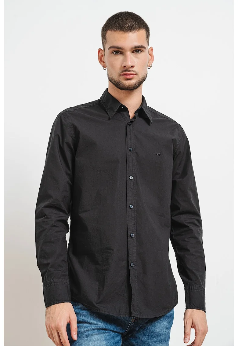 Camasa regular fit de bumbac cu logo brodat