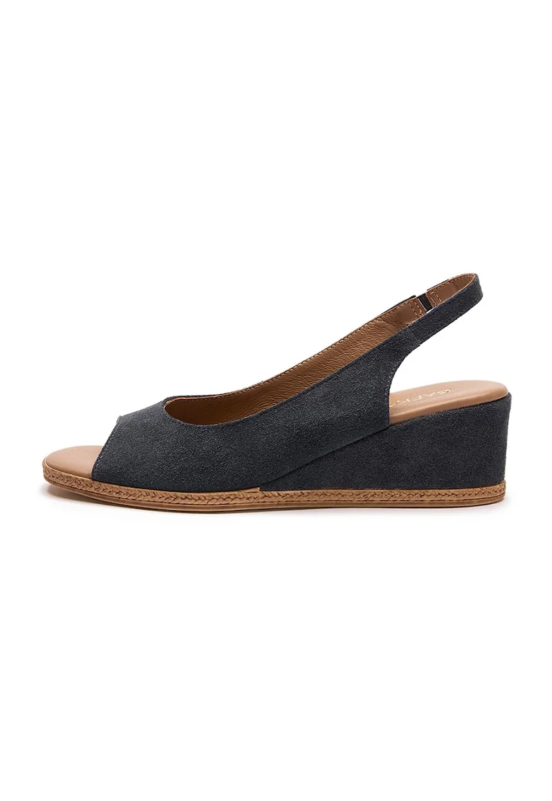 Sandale slingback din piele intoarsa cu talpa wedge