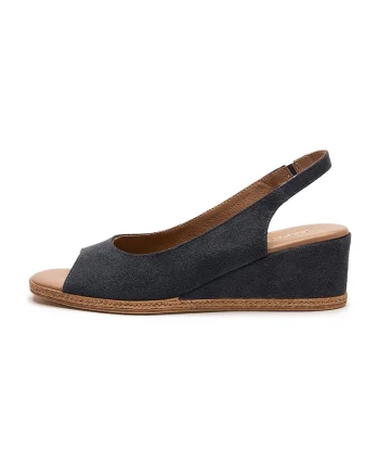 Sandale slingback din piele intoarsa cu talpa wedge