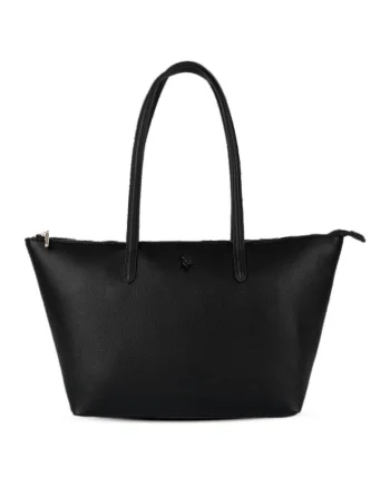 Geanta shopper cu logo, Negru