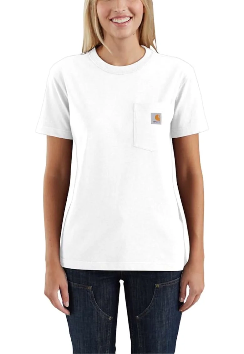 Tricou dama  bumbac alb WK87 Workwear Pocket S/S,