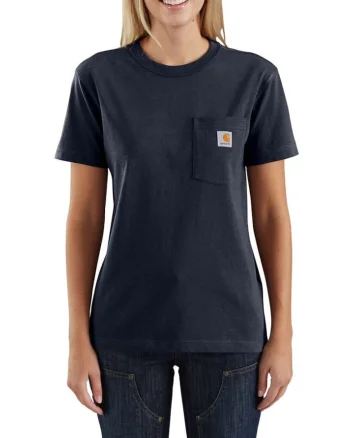 Tricou dama  bumbac, buzunar, Bleumarin