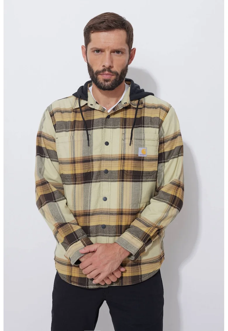 Camasa barbati  flanel, maro inchis, Maro
