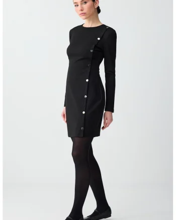 Rochie cambrata cu capse, Negru