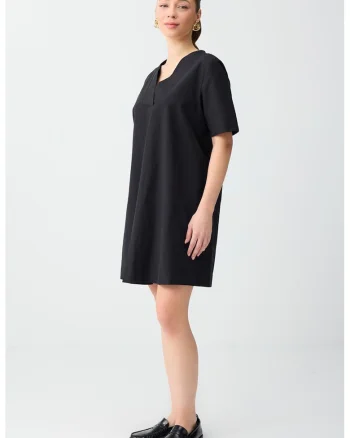 Rochie lejera cu decolteu in V, Negru stins