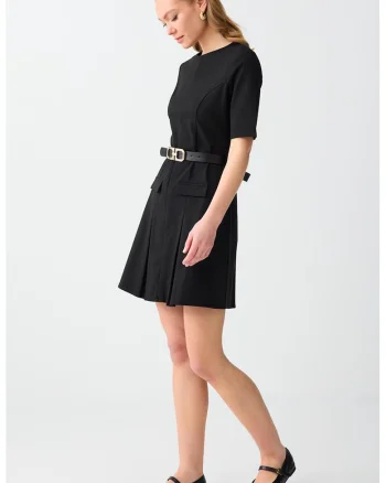 Rochie slim fit cu model plisat, Negru