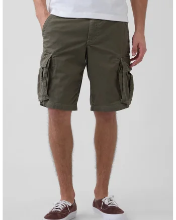 Pantaloni scurti cargo cu talie medie, Gri inchis