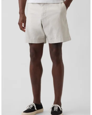 Pantaloni scurti din amestec de in cu buzunare, Alb murdar,