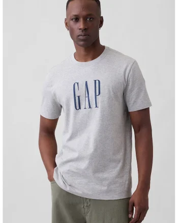Tricou din bumbac cu imprimeu logo, Gri deschis melange,