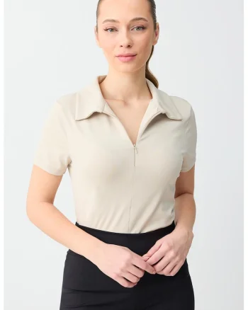 Tricou polo slim fit, Alb murdar
