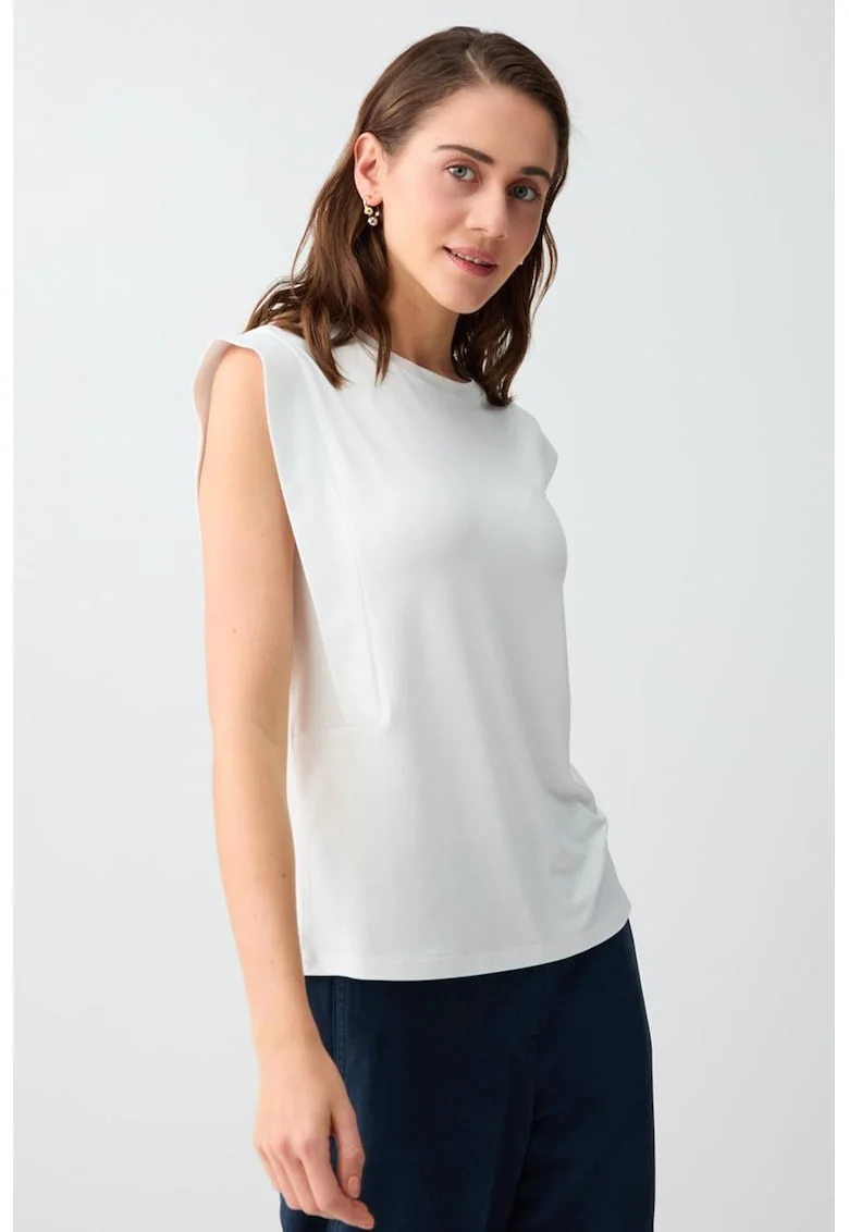 Tricou cu detalii laterale, Alb optic
