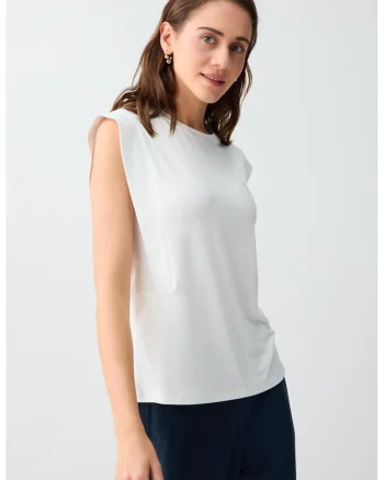 Tricou cu detalii laterale, Alb optic