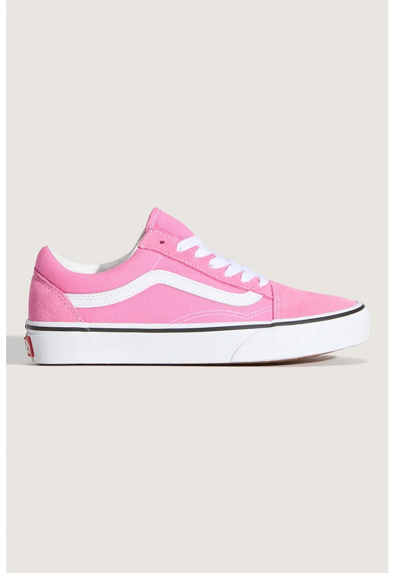 Tenisi din piele cu garnituri din material textil Old Skool, Alb/Roz