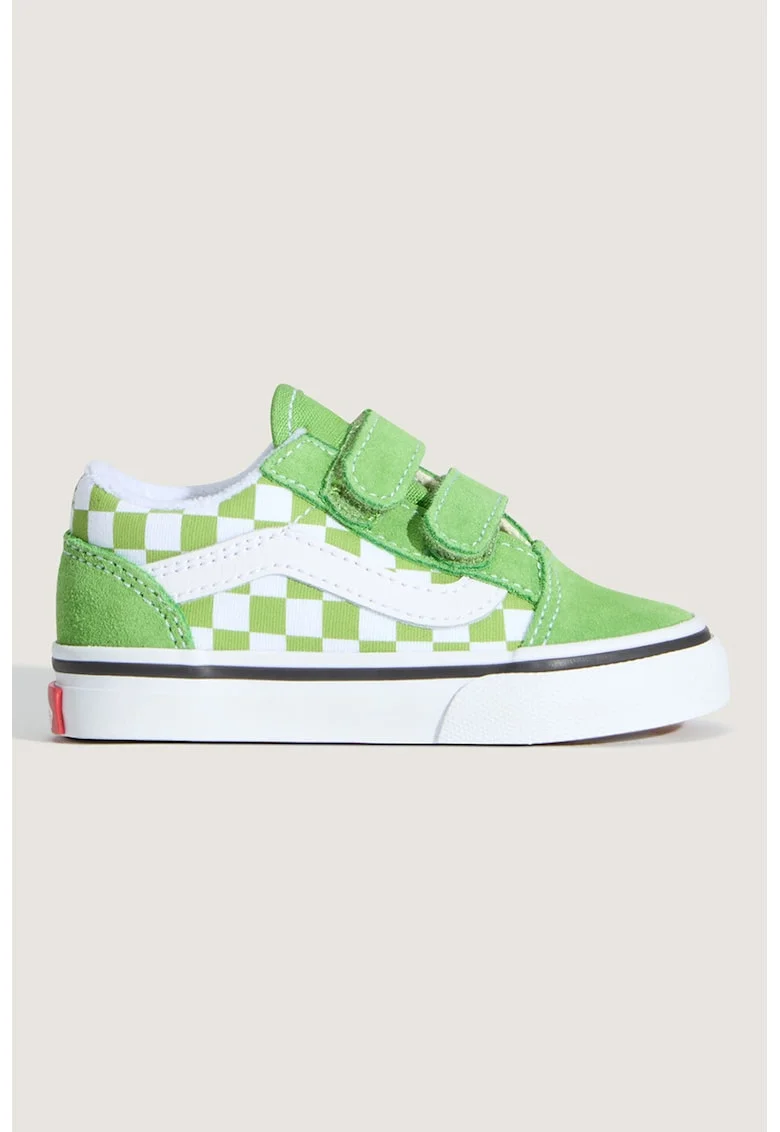 Tenisi cu garnituri din piele intoarsa Old Skool, Alb/Verde mar